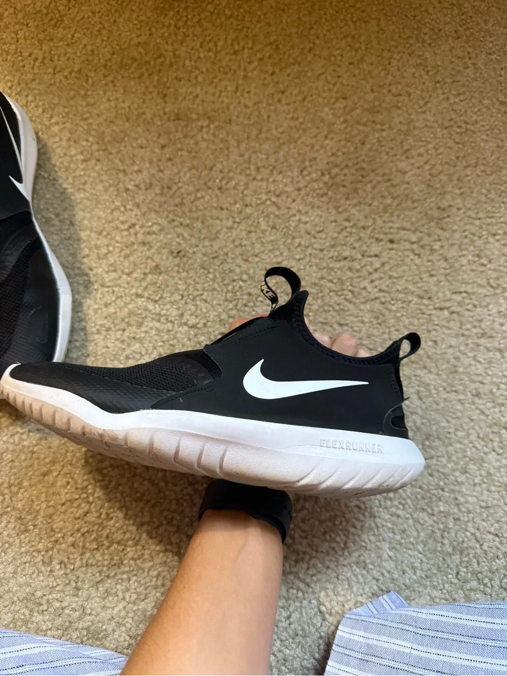 Nike Youth Slip-On Sneakers - Black & White